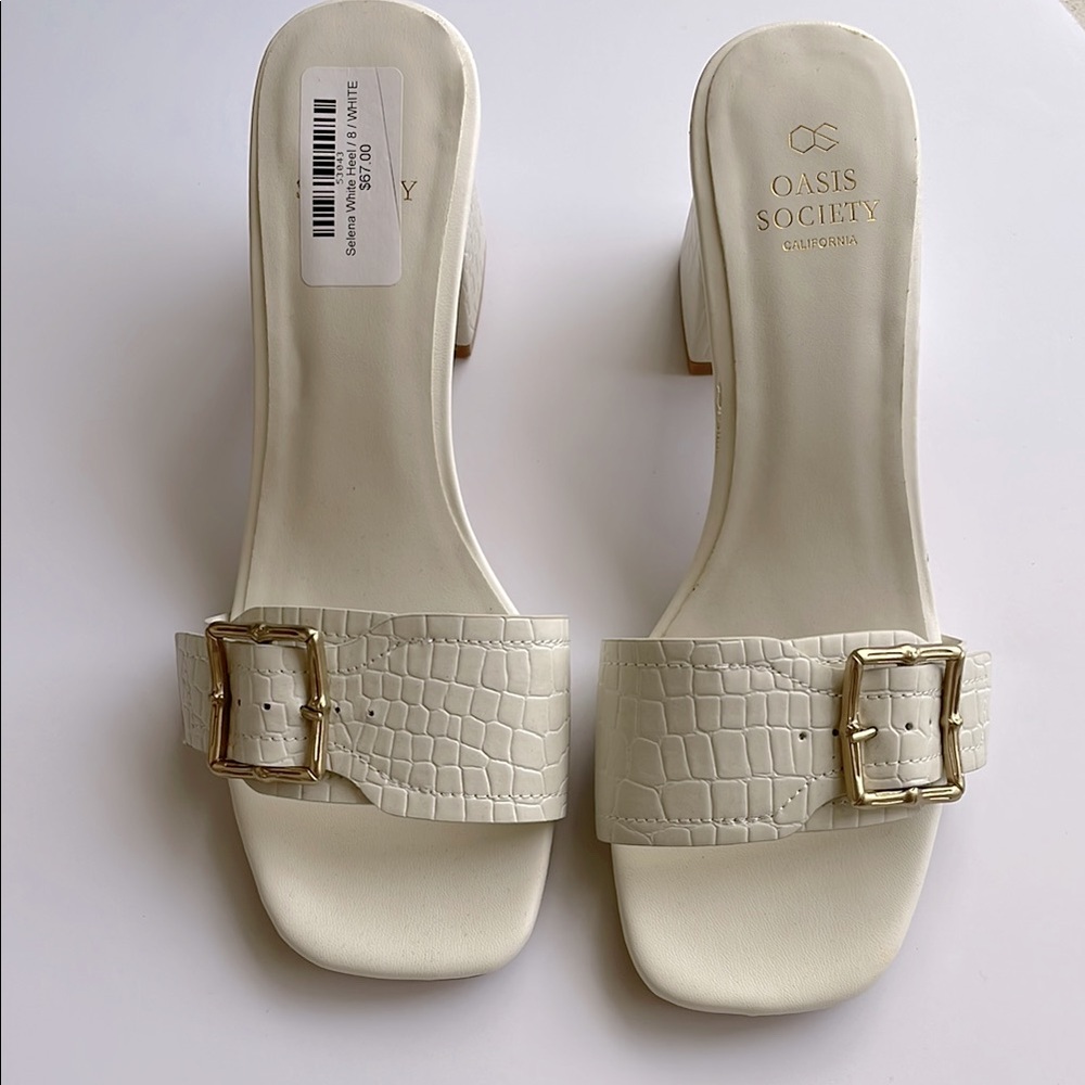 Oasis Society Block Heel Sandal white size 8